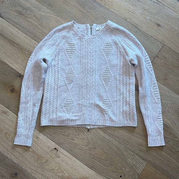 Madewell | Palisade Back-Zip Sweater in Heathered Pink merino wool medium - Picture 1 of 7